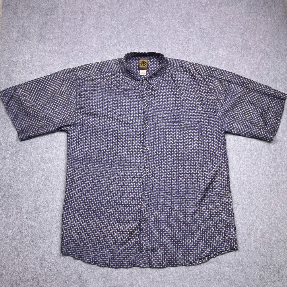 Bruno Button-Up Shirt Mens Large Blue‎ Linen Short Sleeve